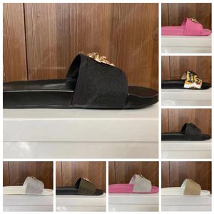 toboganes de diseñador sandalias de diseñador chanclas cabeza de marca de lujo zapatos dorados zapatillas de casa dimensión nuevo estilo deslizadores al aire libre toboganes de piscina para hombre caucho plano antideslizante