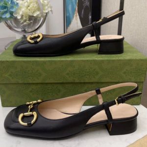 Designer glijbanen hiel glijbaan sandaal in zwarte dames sandalen sexy metalen gesp dikke hiel elegant kantoor casual comfortabele schoenen
