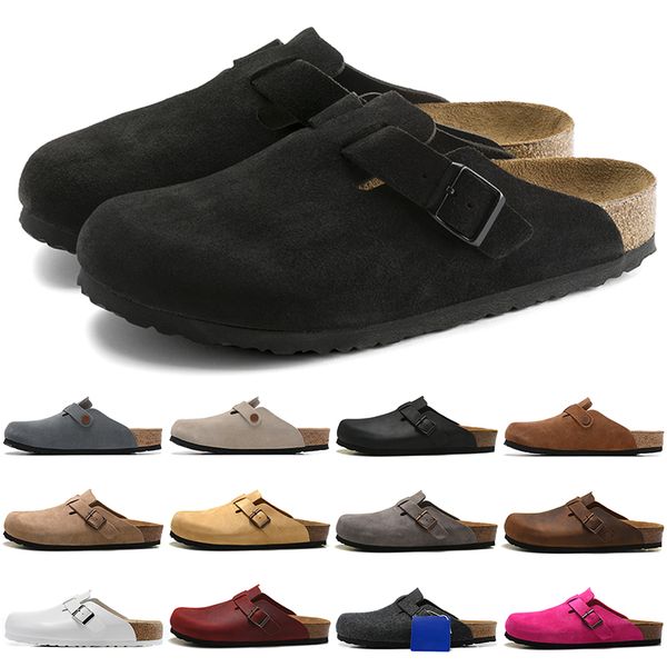 designer diapositives hommes femmes Boston Soft Footbed sandales en cuir suédé Taupe Moka Mink Thyme mode pour hommes Scuffs pantoufles d'extérieur chaussures
