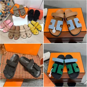 Designer Slides Heren Sandaal denim blauw Slippers Strand Klassieke Platte Sandaal Zomer Dame Lederen Slippers Heren Dames