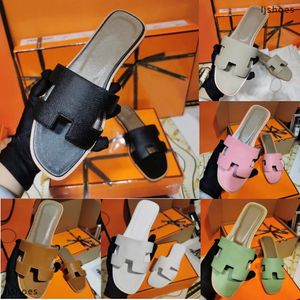 Designer Slides sandaal Slippers Strand Klassieke platte sandaal Luxe zomer Dame Leren slippers Heren Dames