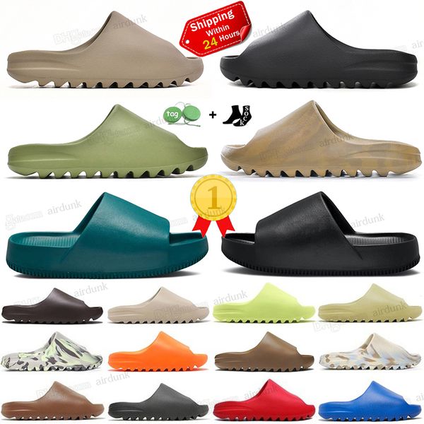 Designer Slides sandales pour femmes hommes Slide Slippers onyx pur ocre Bone Resin slider lueur vert désert sable noir Ararat Flax mens caoutchouc Mode grande pointure 36-41