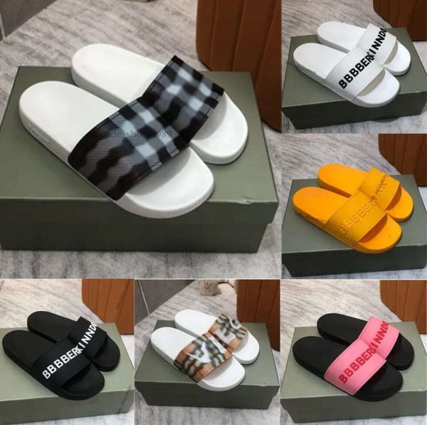 Diseñador Diapositivas Sandalias Sliders Cartas BUR para hombres Mujeres Hot Slipper Moda Unisex 2024 Piscina Playa Zapatillas Flip Flops 013