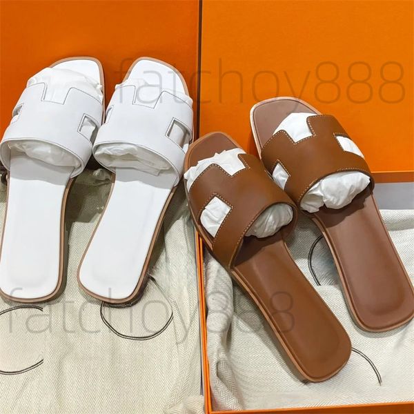 Designer glisse sandales femmes pantoufles de plage authentique en cuir classique marque de luxe de luxe été oran sandal hommes femmes crocodile peau glissade dames chaussures plates taille 35-42