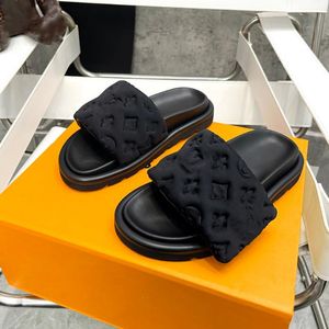 Designador Sluys Slippers Sandals Men Mujer zapatos Piscina Comfort Mulas Emed Triple Negro Fucsia Navy Blue Summer Sliders Sliders Beach Sliding