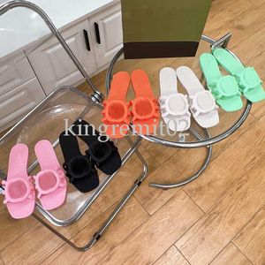 Designer Slides Women Interlocking G Sandals Rubber Slippers Dames Flat Beach Jelly Script Orange Sandaal Sandaal Herfst Mules Zomer Waterdicht Sandalen