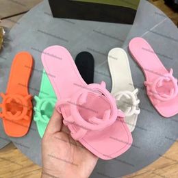 Designer glisses sandales féminines entrelacées en caoutchouc glissade sandale rose caoutchouc taille 35-41 pour hommes chaussures vertes pâle femmes oranges pantoufle blancs noirs pantoufles