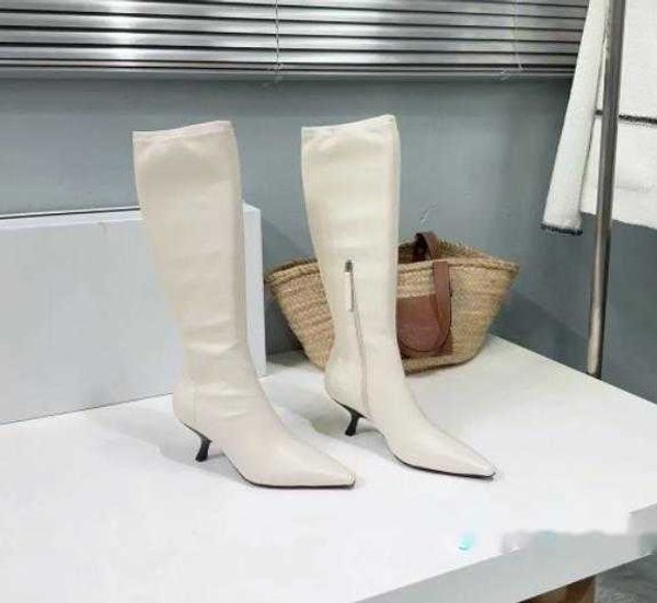 Designer Sling Boot luxe en cuir talon aiguille femmes Spike bottes élastiques mode haute qualité bottes au genou taille