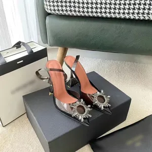 Designer slingback hakken dames designer sandalen kristal pure jelly Amina Muaddi hoge hakken kantoor carrière luxe sandaal prom bruiloft hakken plus size