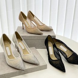 Designer Slingback High Heel Shoes Ballet Flat Women Brand Stiletto Peep-Toes Pointy Luxury Bottom Rubber Office Loafers