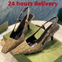Designer Slingbacks talons hauts femmes sandale chaussures habillées en cuir véritable chaussures formelles sandales de créateur 7,5 cm 3,5 cm talon haut bout carré bride à la cheville chaussures de fête