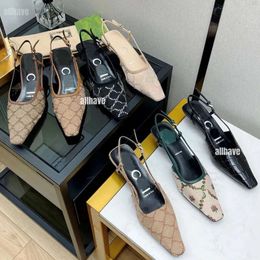 Diseñador Slingbacks Tacones altos zapatos de vestir de sandalias para mujeres Sandalias de diseñador de cuero genuino 7,5 cm 3.5 cm de tacón alto Tobillo de tobillo cuadrado Mujeres zapatillas