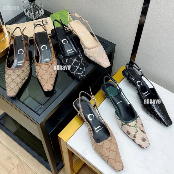Designer Slingbacks talons hauts femmes sandale chaussures habillées en cuir véritable chaussures formelles sandales de créateur 7,5 cm 3,5 cm talon haut bout carré bride à la cheville chaussures de fête