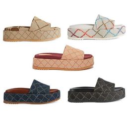Designer Sandals de toile de plate-forme de plipper de 55 mm calices en toile et sac à poussière jackdhstore 66 sandales de plate-forme colorée pour femmes