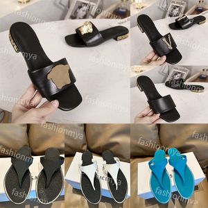 Designer Slipper la platte sandalen vrouwen slippers lage hiel luxe slippers lederen slijbanen klassieke mannen strand flip flops maat35-46