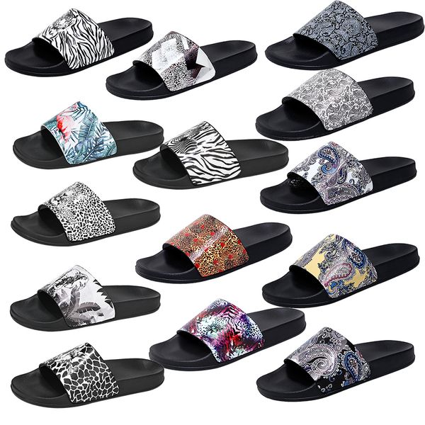 Designer Pantoufle Hommes En Caoutchouc Anti-Slip Floral Slide De Luxe Sandale Animal Imprimé Plage D'été Pantoufles Plat Salle De Bains Maison Chaussures Pantoufles Taille 38-46