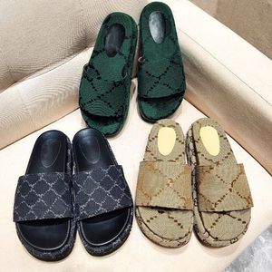 Designer Slipper Mens Womens Geborduurde Canvas Slides Slip Op Slippers Meisjes Overdekte Platform Sandalen Groter Maat 35-46