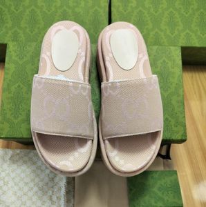 Zomer Platform Slides Slipper Designer Sandaal Vrouwen Geborduurde Prints Dikke Zool Mode Klassieke Strand Sandels Schoenen