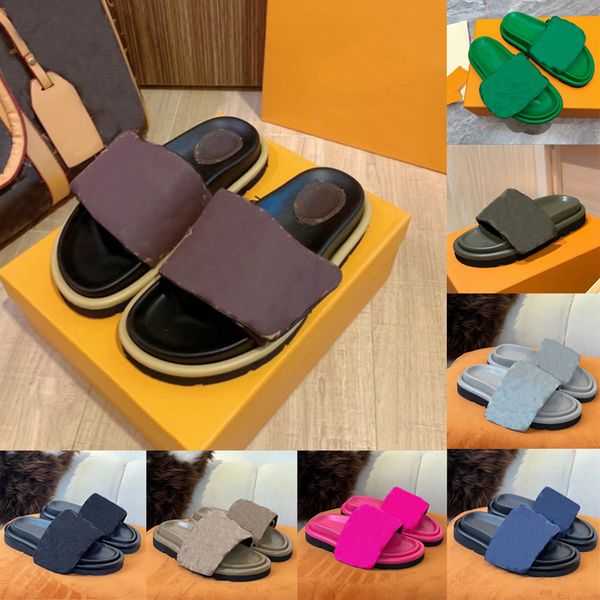 Designer Pantoufle Sandale Hommes Femmes Chaussures Piscine Oreiller Confort Emed Mules Cuivre Triple Noir Rose Ivoire Été Mode Diapositives Plage