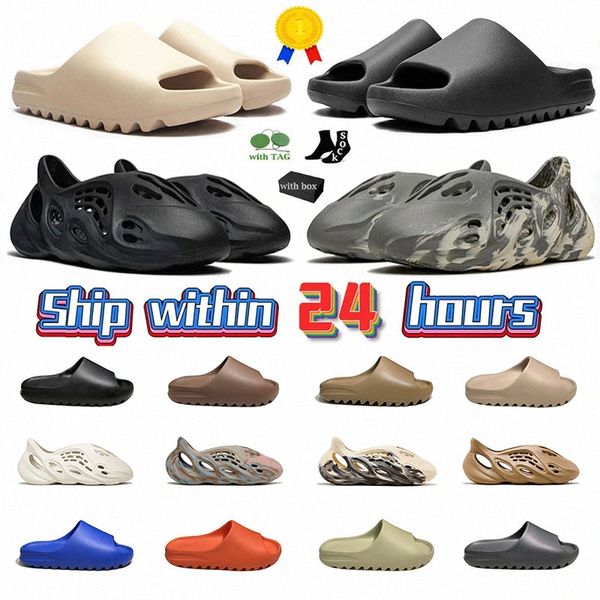 Designador Slippip Slides for Men Sandalias Controles Slideras al aire libre Slide Eva Eva Bone Blanco Onyx Arena negra Slippers puros Vermillones de playa de verano Zapatillas