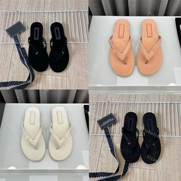 Designer Slippers Zwart Velvet Flip Flops Rubber Flat Bottom Sandals Zomer Beach Travel Flip Flops Women Shoes Maat 35-41