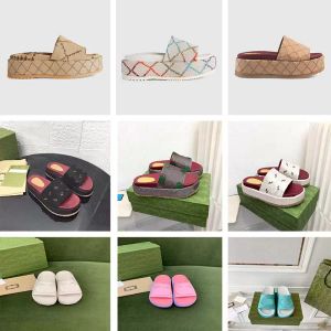 Designer slippers kleurrijke dames platform mode sandalen midden hiel hoog 55 mm canvas riem doos sandalen tib