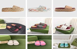 Designer slippers kleurrijke dames platform mode sandalen midden hak hoog 55 mm canvas riem doos sandals4292032