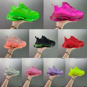 Triple S zapatos viejos Zapatos casuales Chunky Hombres Zapatilla de deporte Runner Azul Hielo Gris Entrenador Lima Metálico Plata Pastel Fluo Verde Papá Zapato Diseñador de moda Chaussures Tamaño 35-44