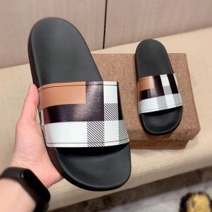 Designer Slippers Geborduurd Leer Mesh Slipper Heren Dames Rooster Slides Platform Sandalen Platte Bruine Rubberen Slippers