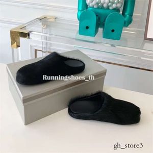 Designer slippers mode bont slippers dames rond teen paardenhaarglaasjes vrouwelijke zwarte roos rood groen muildieren schoenen plat half slipper vrouw casual pluche schoenen 363