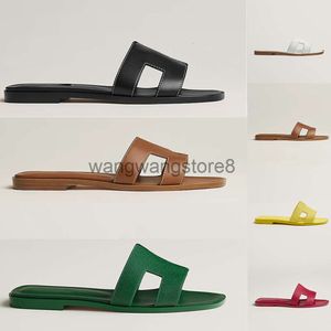 Designer Slippers Fashion Sandals For Ladies Lederen Flats Heels Slides Sliders Woman Summer Shoes Orange Black Wit Claquette Mules Maat 35-42