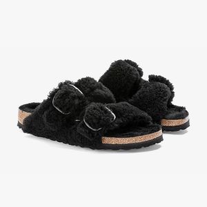 Designer Slippers Fluffy Boston Klompen Sandalen Bont Slides Kurk Plat Mode Lederen Slide Dames Heren Arizona Mayari Woody Slipper Zwart Wit