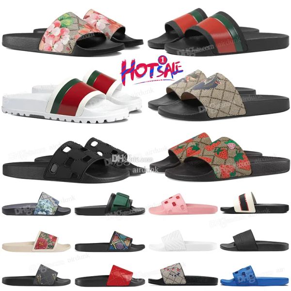 Designer Pantoufles Pour Femmes Hommes Diapositives Floral Brocade Flats Gear Bottom Tiger Snaker Ace Bee Flop Flip Toile vert Casual Mode Chaussures De Plage Sandales GGity 35-45