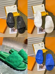 Designer Pantoufles Hommes Femmes Pantoufles Sandales De Luxe Marque Sandales Pantoufles En Cuir Plat Slip On Casual Chaussures POOL PILLOW CONFORT Avec 35-45