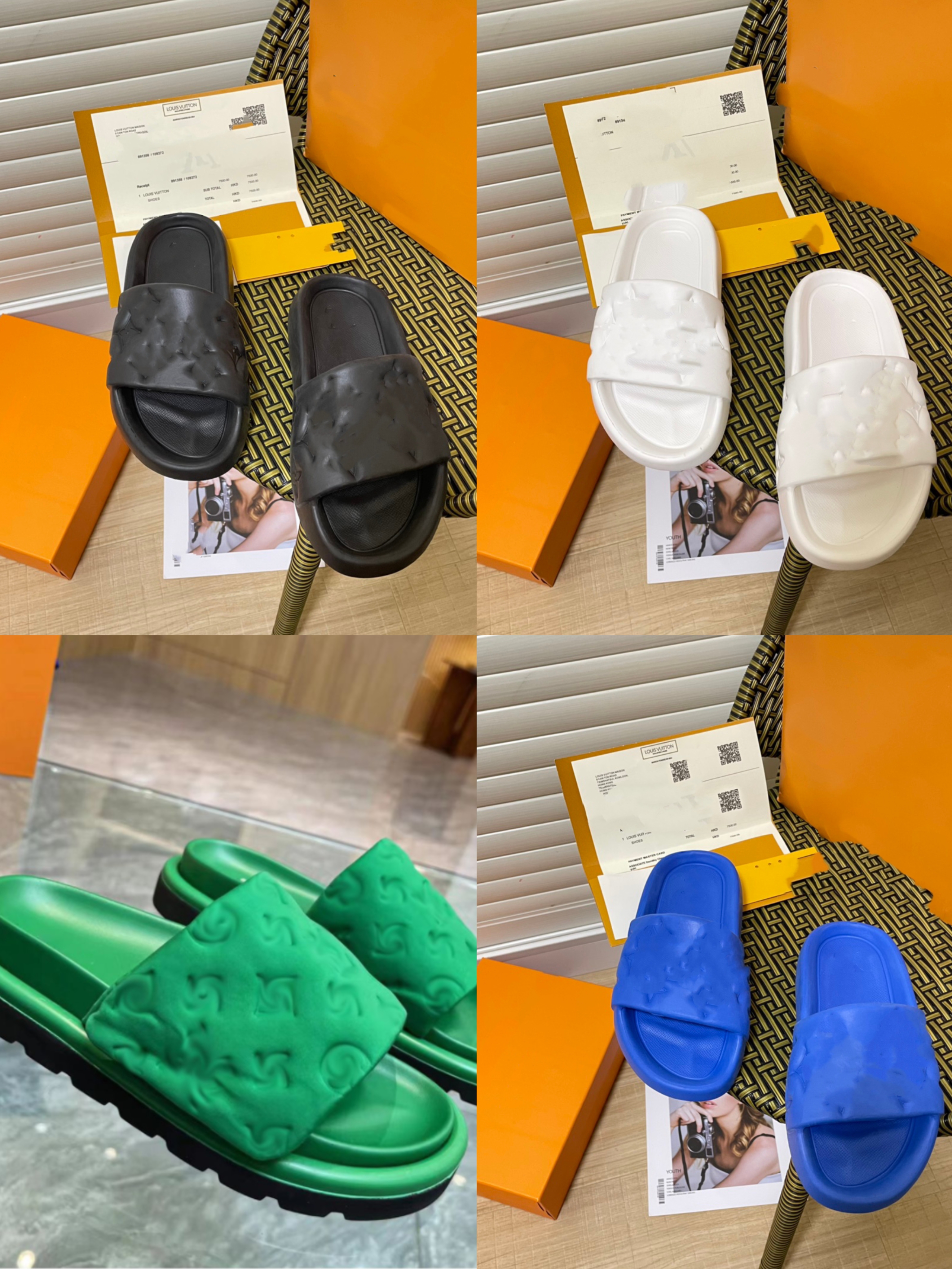 Tasarımcı Terlik Erkek Kadın Terlik Lüks Sandalet Marka Sandalet Deri Terlik Düz kayma sıradan ayakkabılarda 35-45 ile havuz yastık konforu
