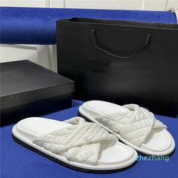 Designer-slippers retro mode bovenste merceriseerde doek in reliëf geitenhuid open mal antislip slijtage slijtage schuimbasis 35-44