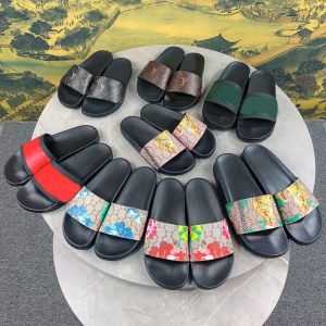 Designadores zapatillas de goma marca de tobogán de lujo Sandalia tobogán de sándalo rojo para mujeres Snake tigre cómodo