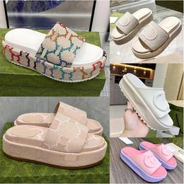 Zapatillas de diseñador Sandalia Sliders Macaron parte inferior gruesa antideslizante INS parte inferior suave Moda bordada Casa G Zapatillas de lujo para mujer con chanclas de playa Con caja