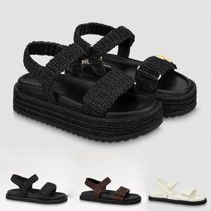 Designer Slippers Sandalen en Espadrilles Cordoba Platte Comfort Sandaal Sunset Comfort Platte Sandaal Ivoor Zwart Zomerschoeisel