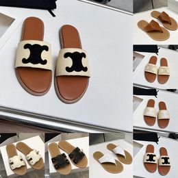 Designer Slippers Sandals Flats en cuir tissu glissa les glissades pour femmes dames élégantes curseurs éblouissants