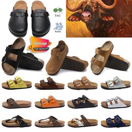 Sandalen Boston Clogs Slippers Arizona Mayari Slide Fashion Summer Leather Favoriete strand Shearling Mules Cork Flat Casual Shoes Women Men Men Size 36-46 2024