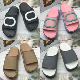 Designer slippers schuift dames slippers zomerplatform sandalen dikke hakken luxe glijbanen rubber zool macaron flatsole lederen dia's mode klassieke schoen