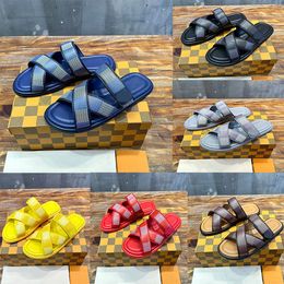 Designer Slippers Venise Mule Men Slides Men Sandale Plaid Cross Sandales Rubber Plats Plats LvS