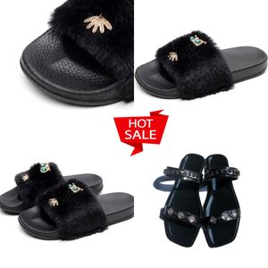 GAI Pantoufles de créateur Blanc Sandales à talons d'été pour femmes Qualité Mode Pantoufles en peluche Pantoufles imprimées Pantoufles plates Tongs Plage Sandales plates classiques