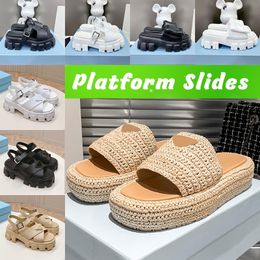 Designer Slippers Womem Platform glissades Crochet Sandales Summer Summer en cuir plat Slippers Sliders Femmes Chaussures décontractées Luxury Outdoor Home Buckle Beach Sandale