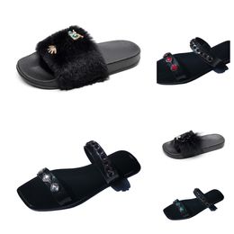 Zapatillas de diseñador mujeres hombres sandalias de verano modas lona Pisos Mule Plataforma Sandalias de tacón alto deslizadores de plataforma Zapatos GAI negro