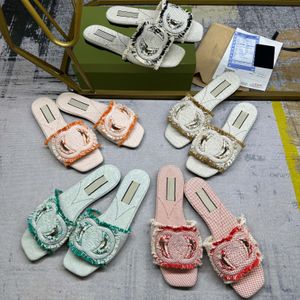 Designer Slippers Femme Sandales Denim Chaussures Summer Summer Bage Slide Classic Fashion Fashion Slipper Rubber Mules Flip Flip Flip