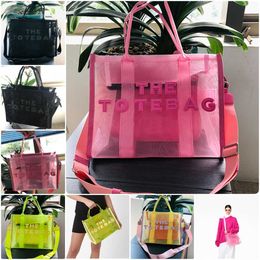 Diseñador Bolso pequeño Macaron Candy Color Beach Bag Marca Verano Gran capacidad Bolso Malla Alfabeto Moda portátil Ligero Bolso de mujer 230620