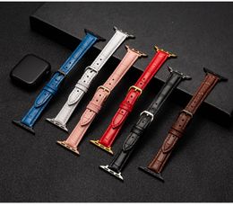 Designer Smart Watch Strap Band Applied voor Apple Watch Leather Riem kleine taille slanke bamboe streep Apple Iwatch7-1-serie horlogeketen