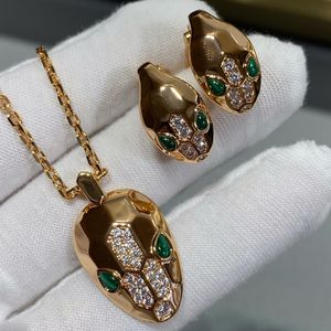 Designer Snake Turquoise ketting oorbellen voor vrouw hoogwaardige sieradenpak slang Bot Diamond Classic Style merkontwerper Exquisite Gift 007